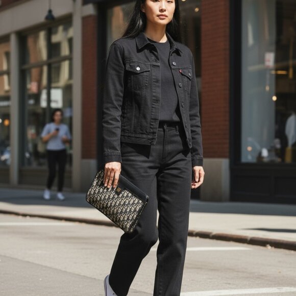 Christian Dior Blue/Beige Canvas Clutch Bag - Picture 4 of 12